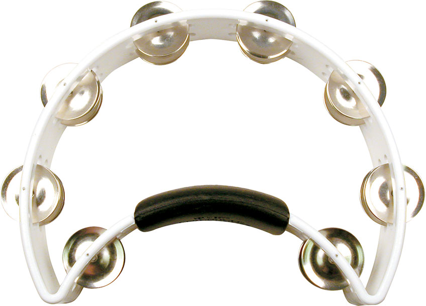 white crescent-shaped tambourine