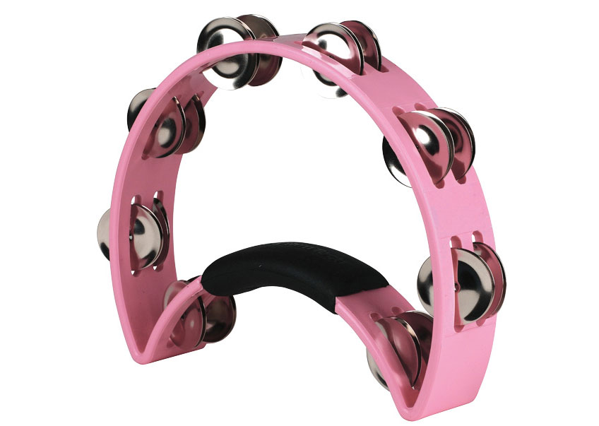 pink crescent-shaped tambourine