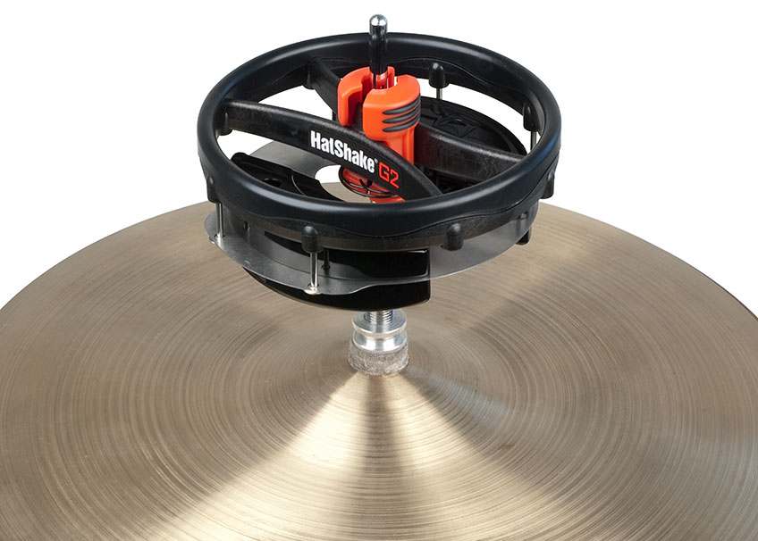 Rhythm Tech HatShake mounted on hi-hat