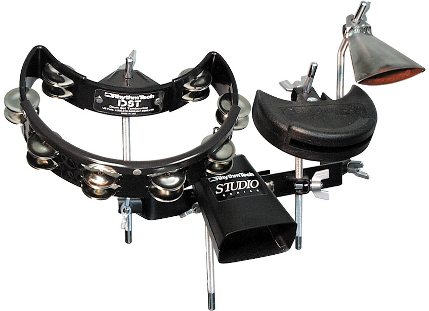 Rhythm Tech tambourine, cowbell, Moon Block, and bell