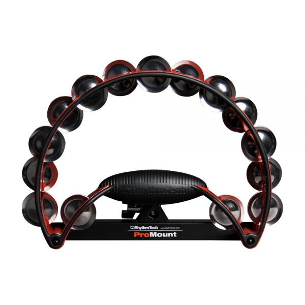red and black crescent shaped mountable tambourine